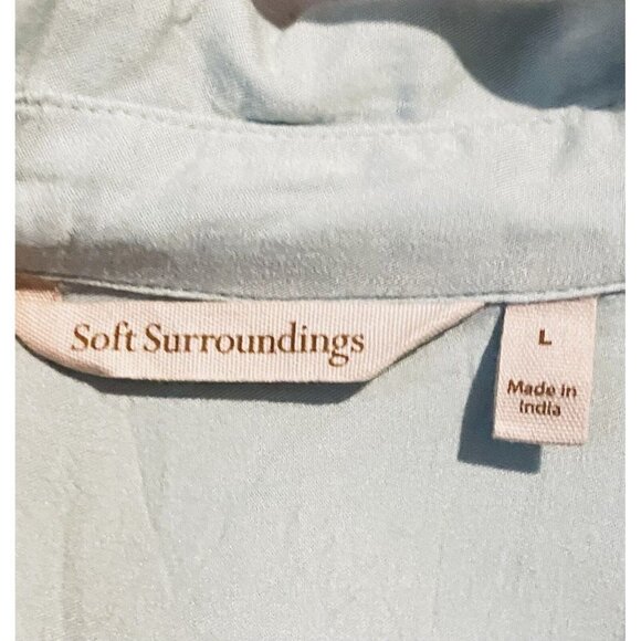 Soft Surroundings Top Womens Large Button Up Tunic Long Sleeve Mint Green 2DC26 - Picture 4 of 6